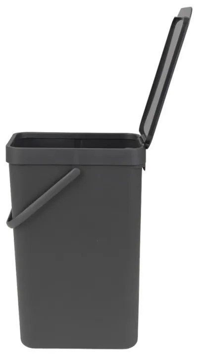 Кош за разделно събиране на боклук Brabantia Sort&Go 648978, 16 л, Дръжка, Възможност за стенен монтаж, Тъмносив