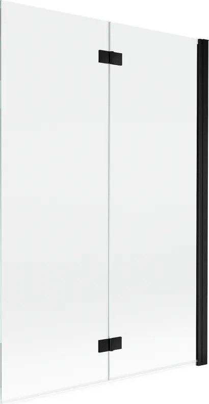 Mexen Mist параван за вана, двукрилен, дясно ориентиран 120 x 150 cm, прозрачен, черен - 8A9-120-002-70-00-P