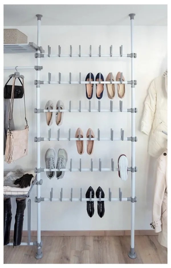 Бял метален телескопичен стелаж за обувки Herkules – Wenko