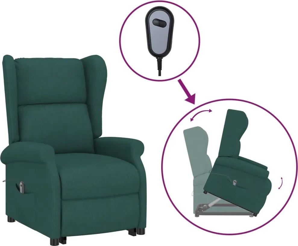 289736 vidaXL Изправящ стол, тъмнозелен, текстил