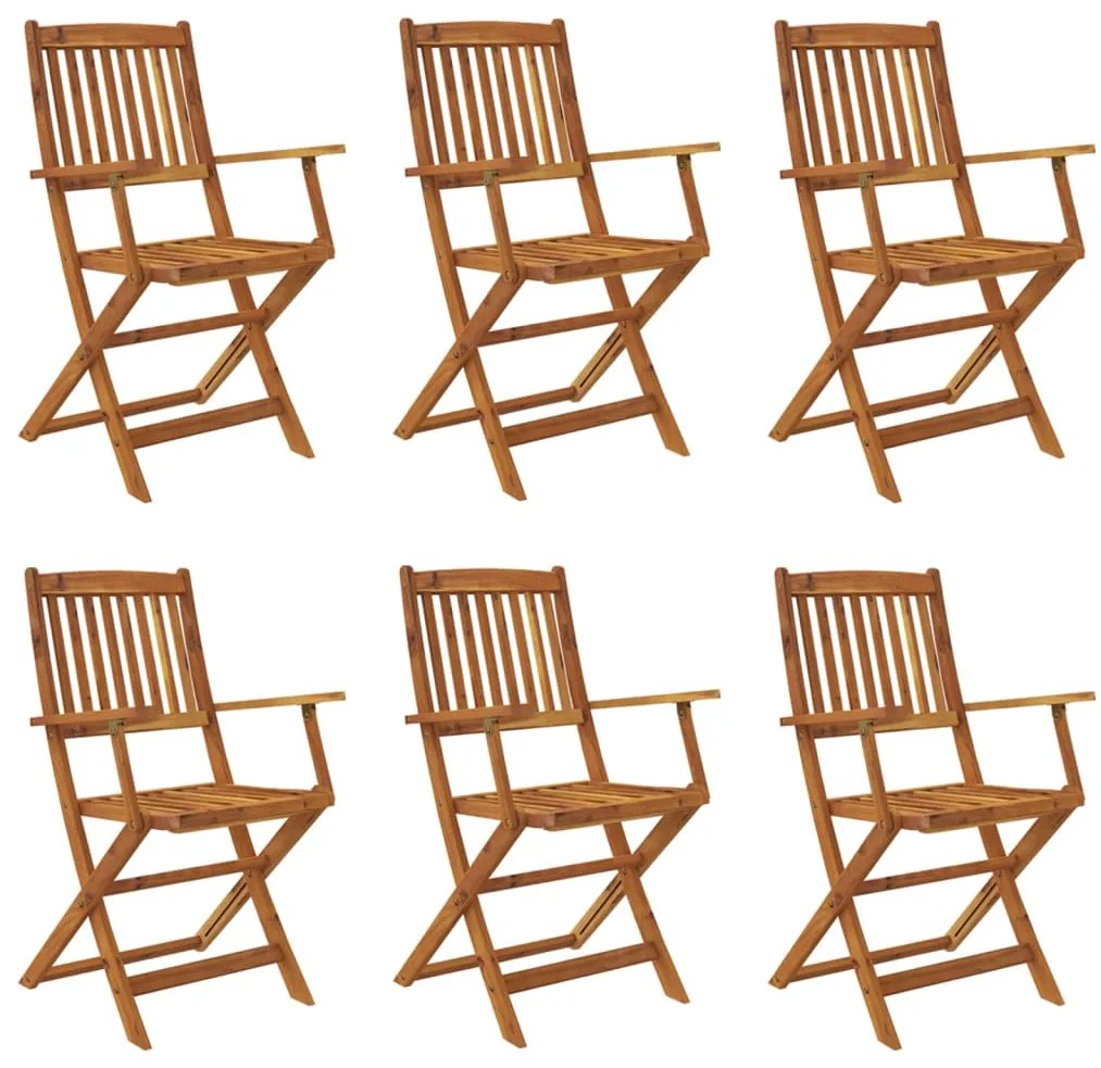 44057 vidaXL Градински трапезен комплект, сгъваем, 7 части, акация масив