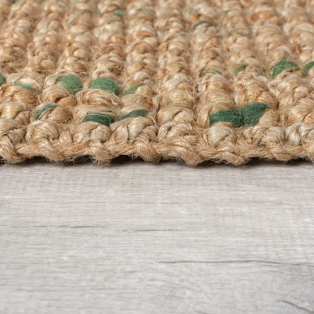 Зелено-естествен двустранен ръчно изработен ютен килим 160x230 cm Jute Boucle Green – Flair Rugs