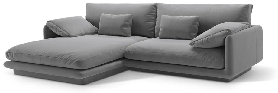 Светлосив кадифен ъглов диван (ляв ъгъл) Torino – Micadoni