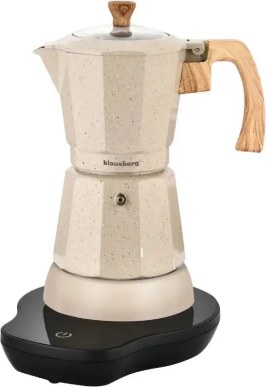 Електрическа кубинска кафеварка Klausberg KB 7999, 500W, 6 чаши, Вграден нагревател, Предпазен клапан, Бежов мрамор