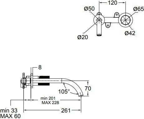 Тоалетна стенен кран Oso Eurorama-бронз