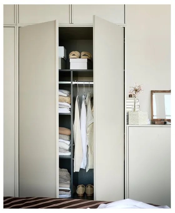 Кремав модулен шкаф от борова дървесина 100x200 cm Daily - vtwonen