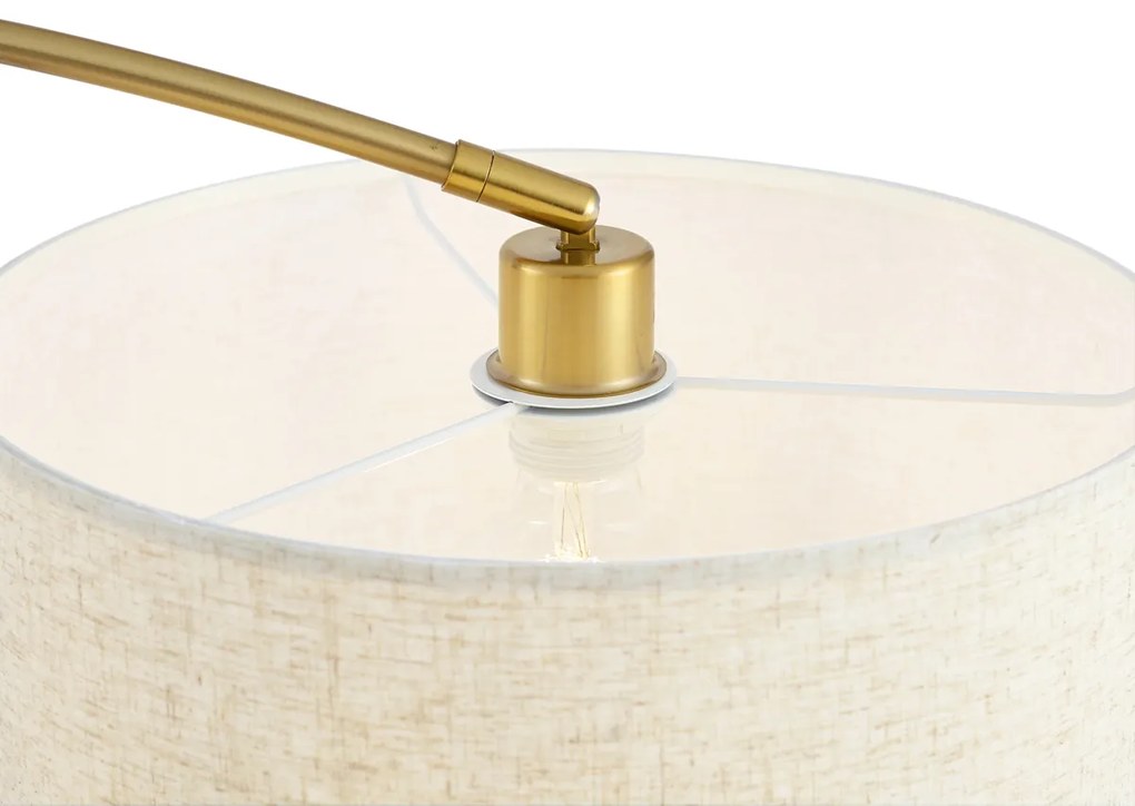 Модерна дъгова лампа месинг с бежов абажур - Vinossa