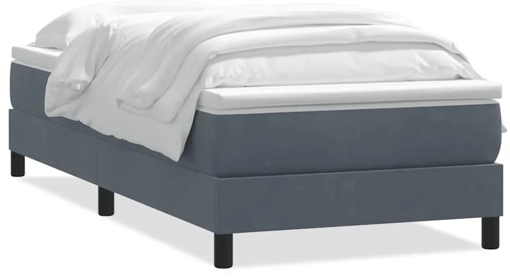 3315910 vidaXL Боксспринг легло с матрак, тъмносиво, 100x210 см, кадифе