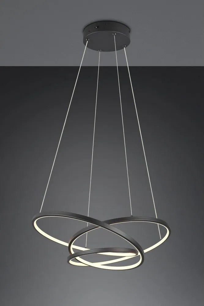 Матово черно LED затъмняващо се висящо осветително тяло Darvin – Trio