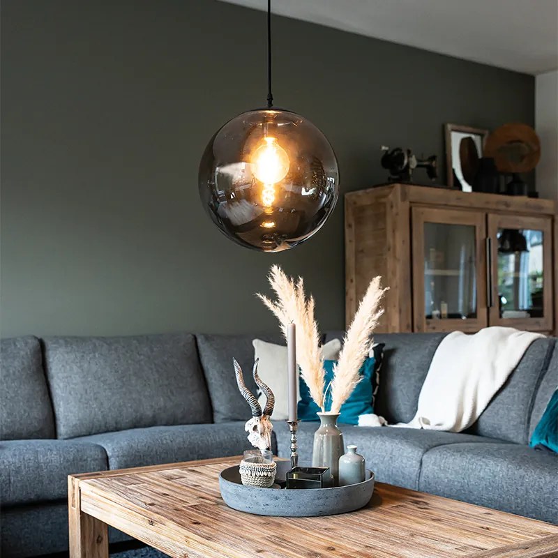 Висяща лампа в стил арт деко сива 35 см - Pallon