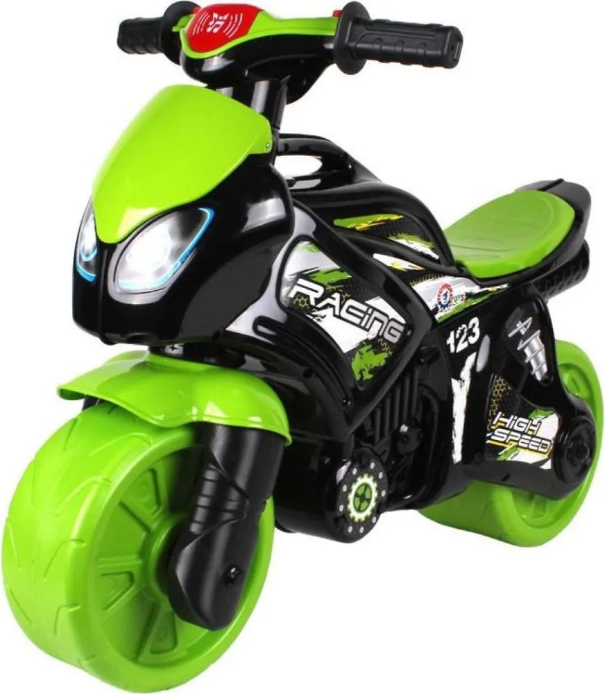 Детски беговел-мотор с осветление, зелен/черен