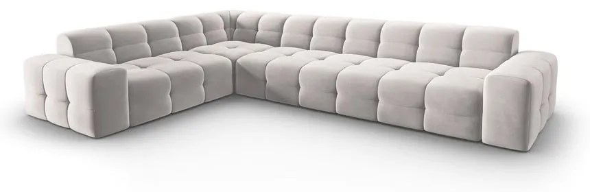 Ъглов диван от светлосиво кадифе (ляв ъгъл) Kendal - Micadoni Home