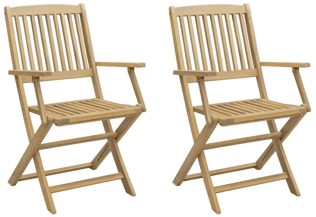 365741 vidaXL Сгъваеми градински столове 2 бр 54x61x88 см акация масив
