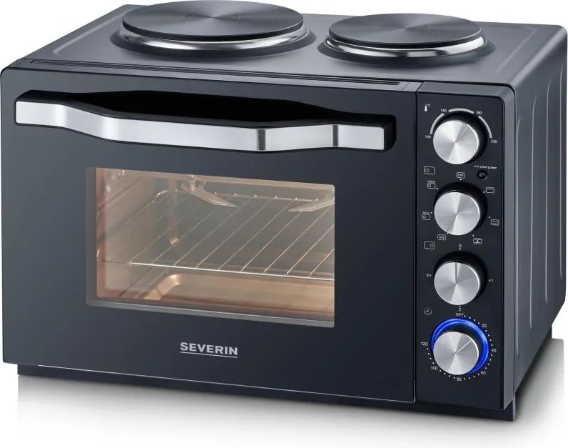 Severin TO 2074 - Конвекционна фурна с грил и котлони 2500W/230V 30 л черна