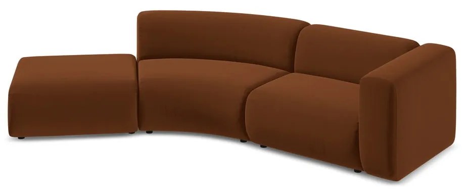 Оранжев/кафяв кадифен шезлонг (ляв ъгъл) Ekahi – Makamii