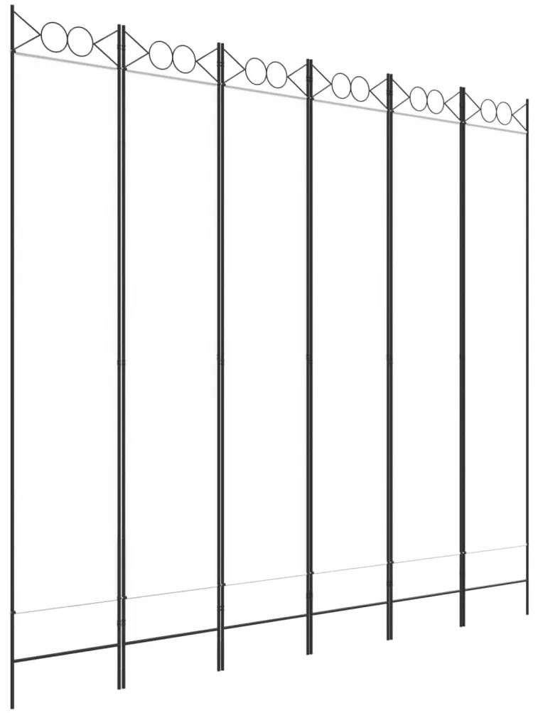 350174 vidaXL Параван за стая, 6 панела, бял, 240x220 см, текстил