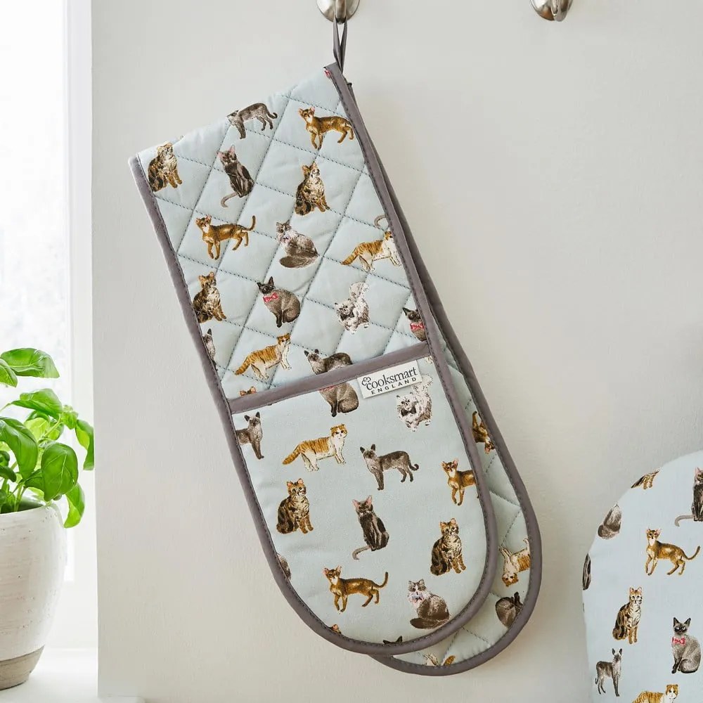 Синя памучна двойна хавлия Curious Cats - Cooksmart ®
