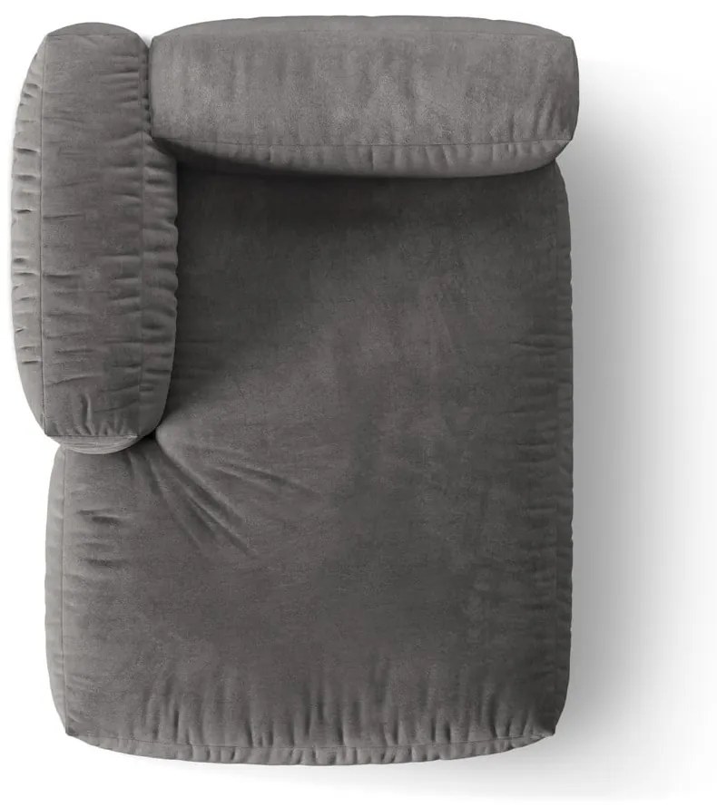 Сив кадифен модул за диван (ляв ъгъл) Martina – Micadoni