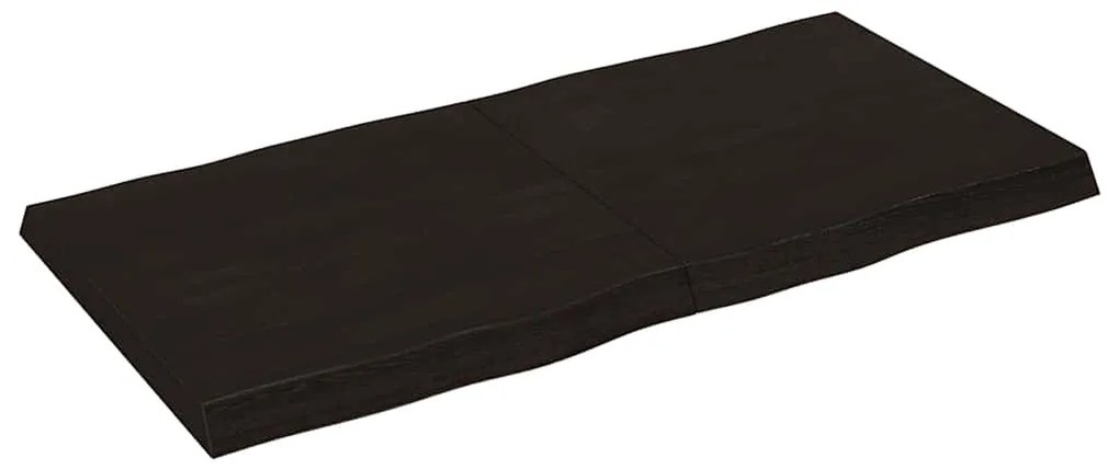 364027 vidaXL Плот за маса тъмнокафяв 120x60x(2-6) см обработен масивен дъб