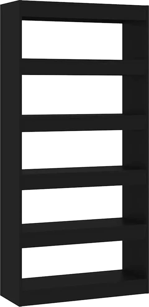 811719 vidaXL Шкаф/разделител за стая, черен, 80x30x166 см, инженерно дърво