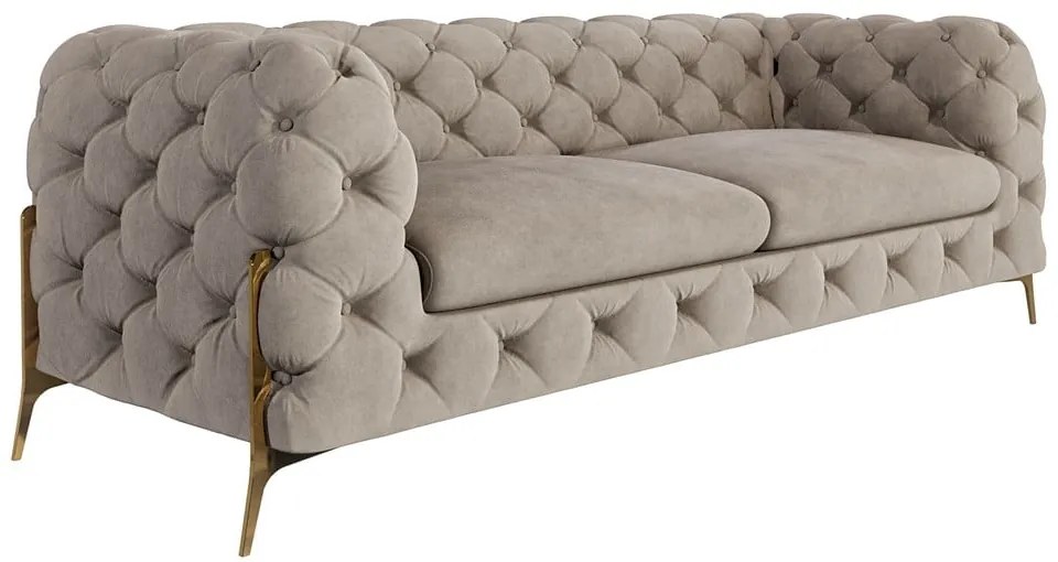 Сиво-бежов кадифен диван 225 cm Chelsea Bis – Ropez
