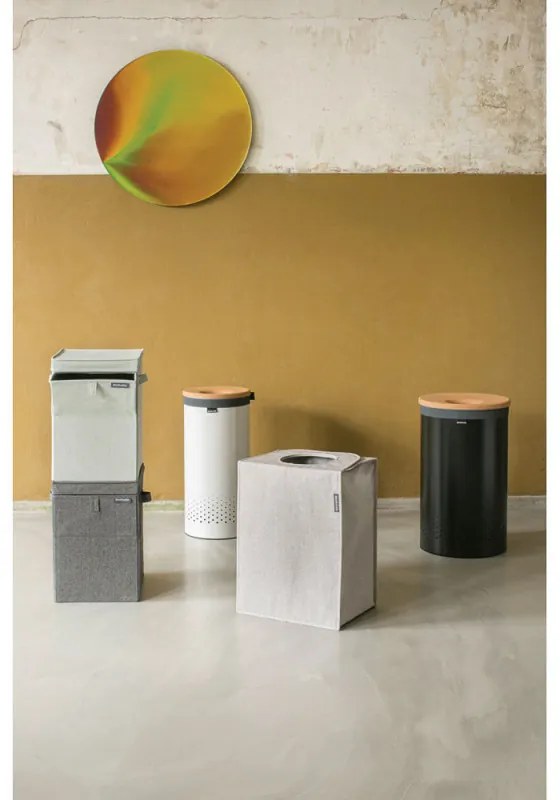 Кош за пране Brabantia 90300239, 35 л, Корков капак, Пълнене без отваряне, Вентилационни отвори, Бял