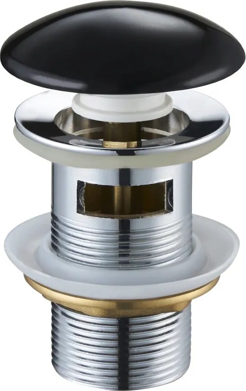 Mexen сифон клик-клак кръгъл с преливник, черна керамика - 79920-75