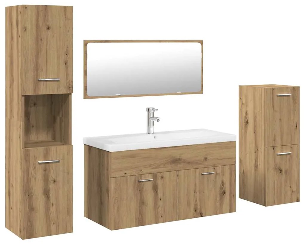 3328914 vidaXL Комплект мебели за баня от 5 части Дъб артизан инженерно дърво