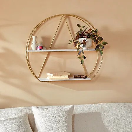 Рафт за стена atmosphera Maddy, MDF и Метал, Златист, 80x70 см