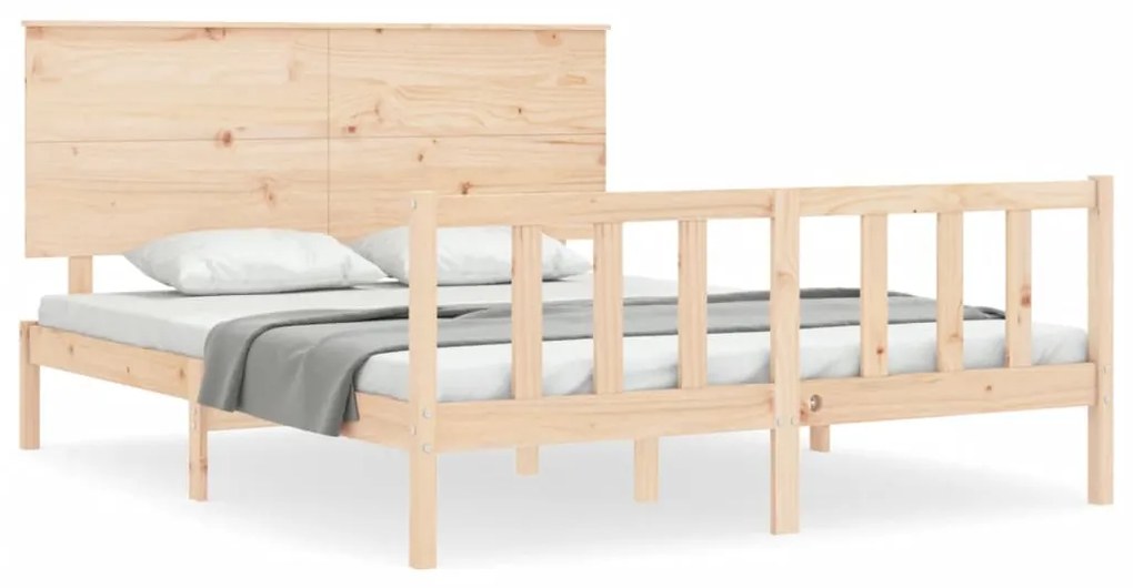 3193406 vidaXL Рамка за легло с табла King Size масивно дърво