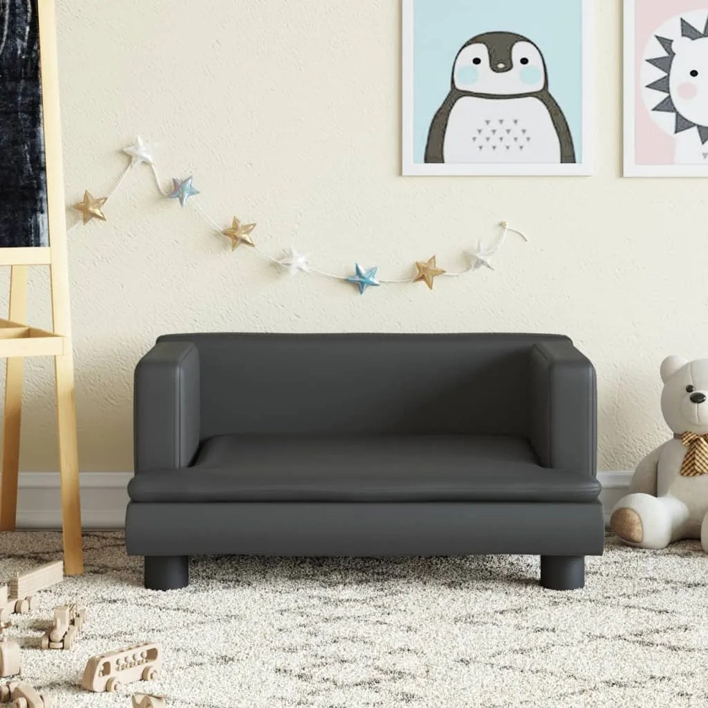 3196324 vidaXL Детски диван черен 60x40x30 см изкуствена кожа