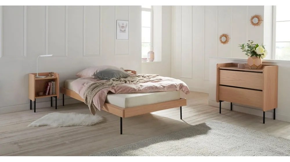 Висок скрин с дъбов декор в естествен цвят 80x82 cm Wrap - Bonami Selection