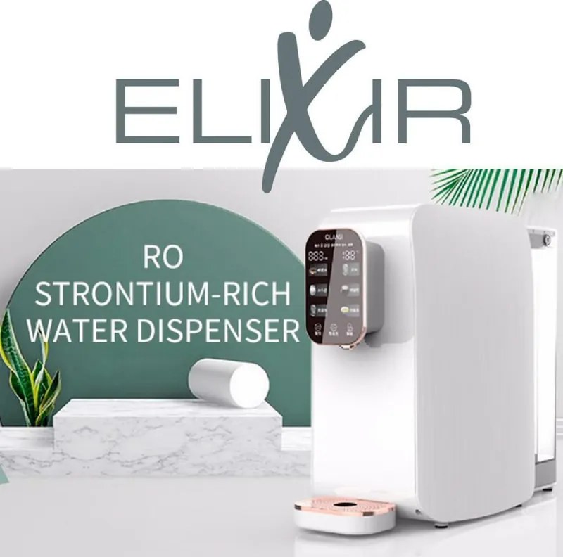 Диспенсър за пречистване и затопляне на чешмяна вода ELIXIR, 2100W, 38-99C, Обратна осмоза, Минерално обогатяване, Бял