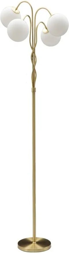 Бяла/златистa подова лампа със стъклен абажур (височина 176 cm) Glamy – Mauro Ferretti