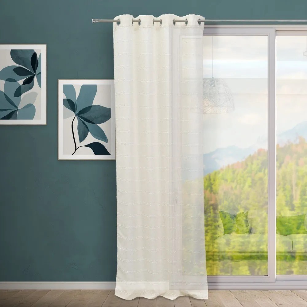 Бяло-бежово перде със смес от лен 140x260 cm Nodes – Casa Selección