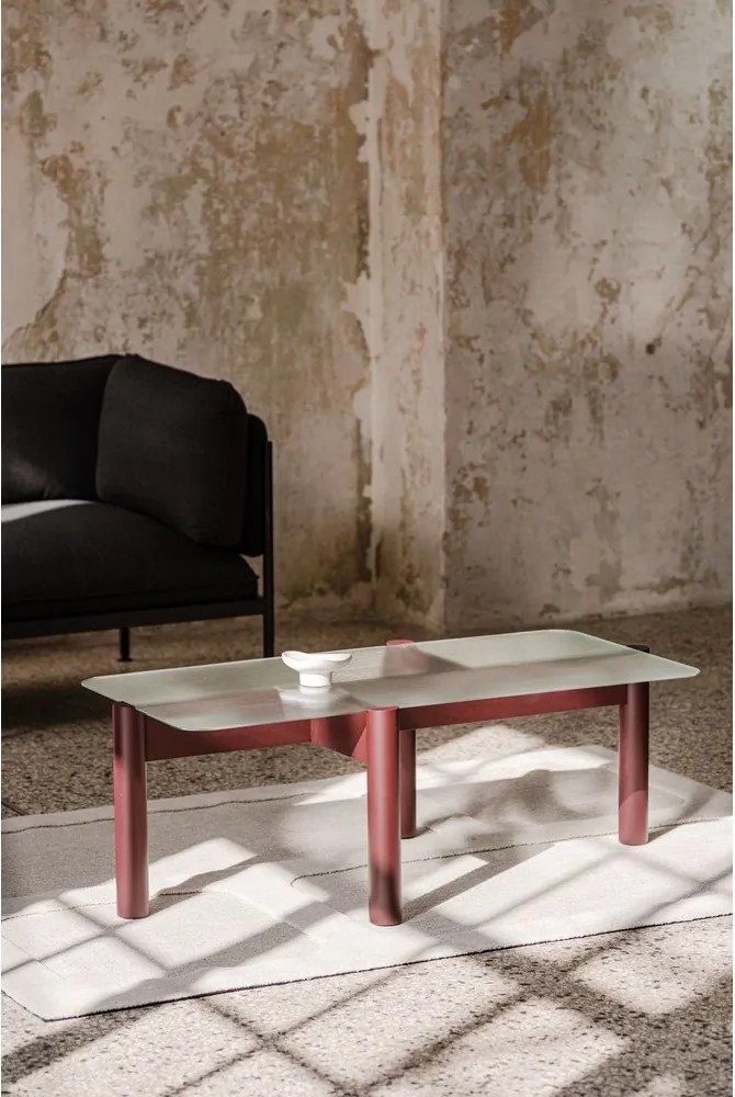 Бордо масичка за кафе със стъклен плот 55x105 cm Kob – noo.ma