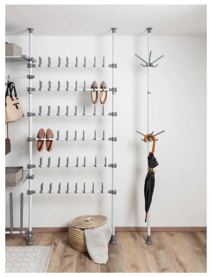 Бял метален телескопичен стелаж за обувки Herkules – Wenko