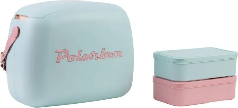 Хладилна чанта Polarbox Pop, 6 литра, Включени 2 кутии за обяд, Запазва студено до 24 часа, Син/Розов