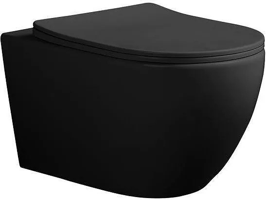 Конзолна тоалетна чиния, Rimless, комплект Tornado, черен мат, M-142B