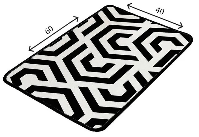 Бяла/черна постелка за баня 60x40 cm Line - Foutastic