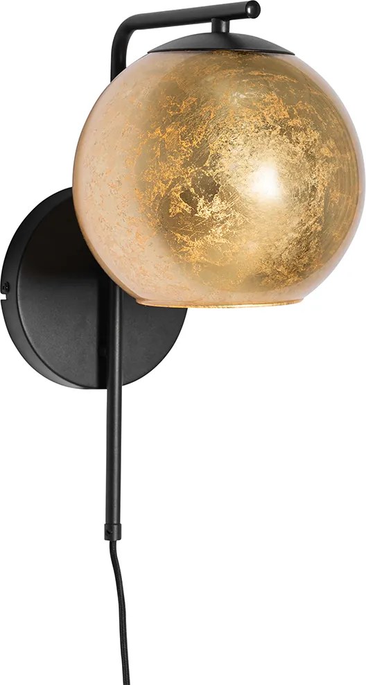 Смарт стенна лампа черна със златно стъкло, вкл. WiFi A60 - Bert