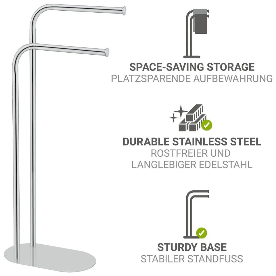 Стойка за кърпи от неръждаема стомана в блестящо сребрист цвят Levante – Wenko