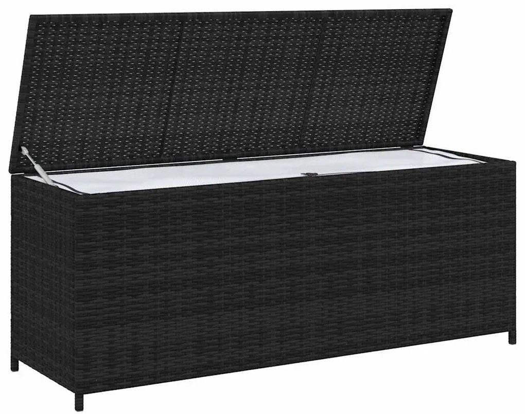 43134 vidaXL Градински сандък за съхранение, черен, 150x50x60 см, полиратан