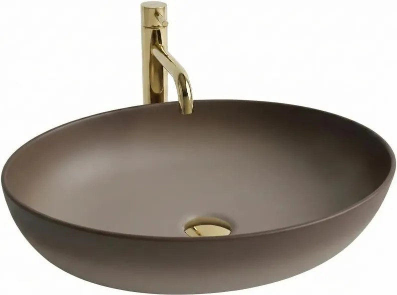 REA-U0627 - Умивалник за плот CAROLA 39x51,5 cm керамика/бежова/кафява