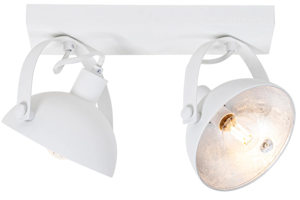 Индустриален плафон бял със сребро 2-светлина регулируем - Magnax