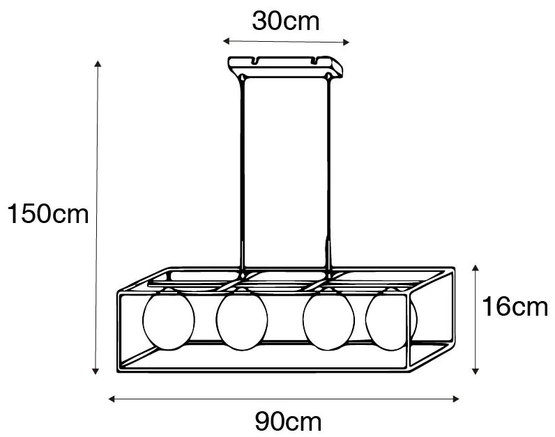Дизайнерски висящ аплик златен с бяло стъкло 4-светлина - Aniek
