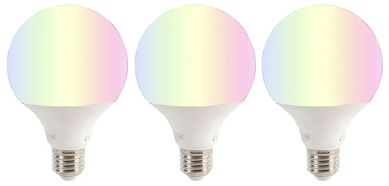 Комплект от 3 интелигентни E27 RGBW LED крушки G95 11W 1050lm 2200-4000K