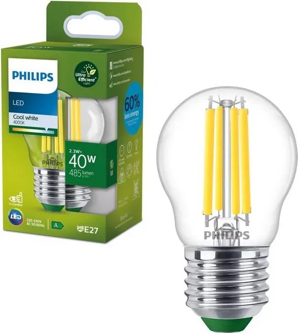 LED крушка Philips ULTRAEFFICIENT VINTAGE P45 E27/2,3W/230V 4000K