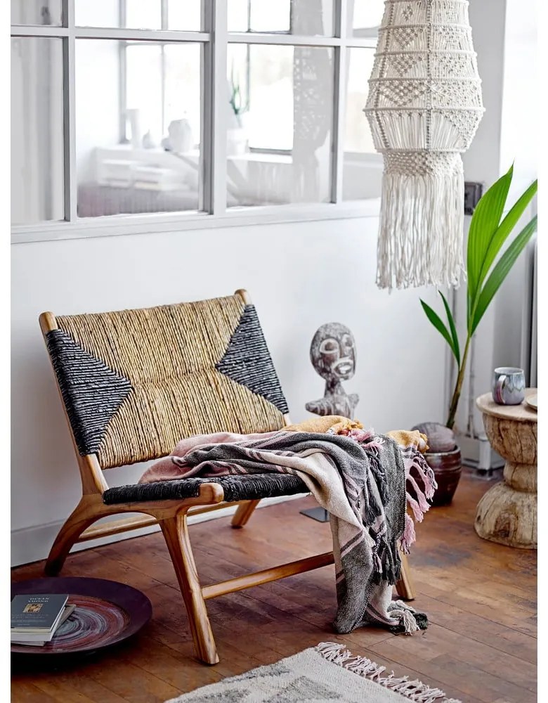 Черно-кафяв фотьойл с плетка Grant - Bloomingville