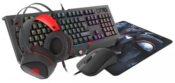 Комплект Genesis Gaming Combo Set 4In1 Cobalt 330 RGB Keyboard + Mouse + Headphones + Mousepad, US Layout